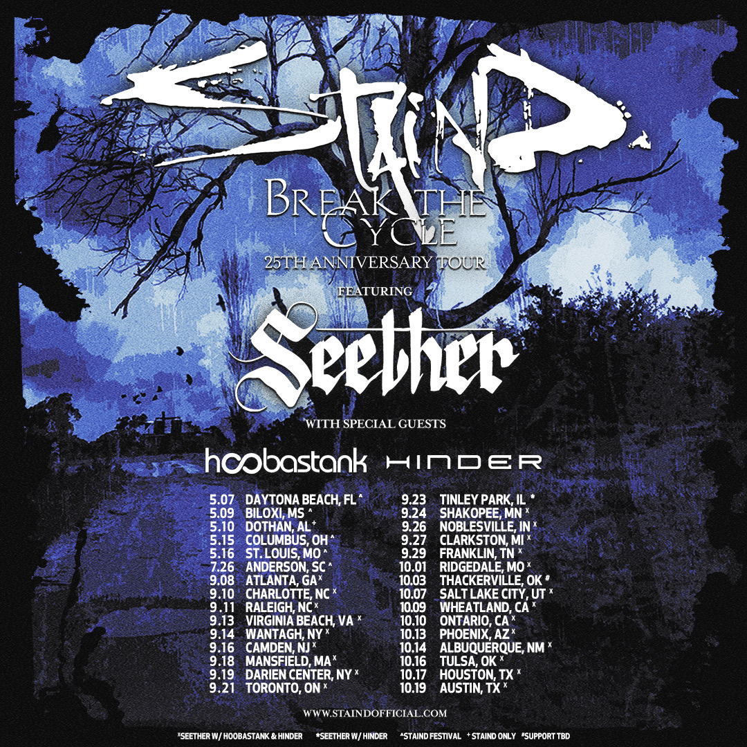 Staind Break The Cycle 25th Anniversary Tour Poster 2026